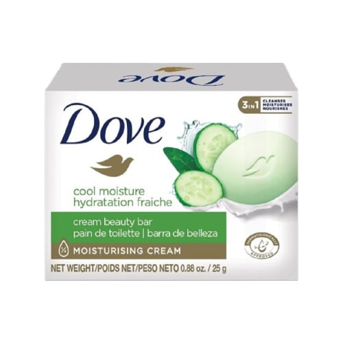 Dove Cool Moisture Cucumber Bar Soap, Carton, 0.88oz/25g
